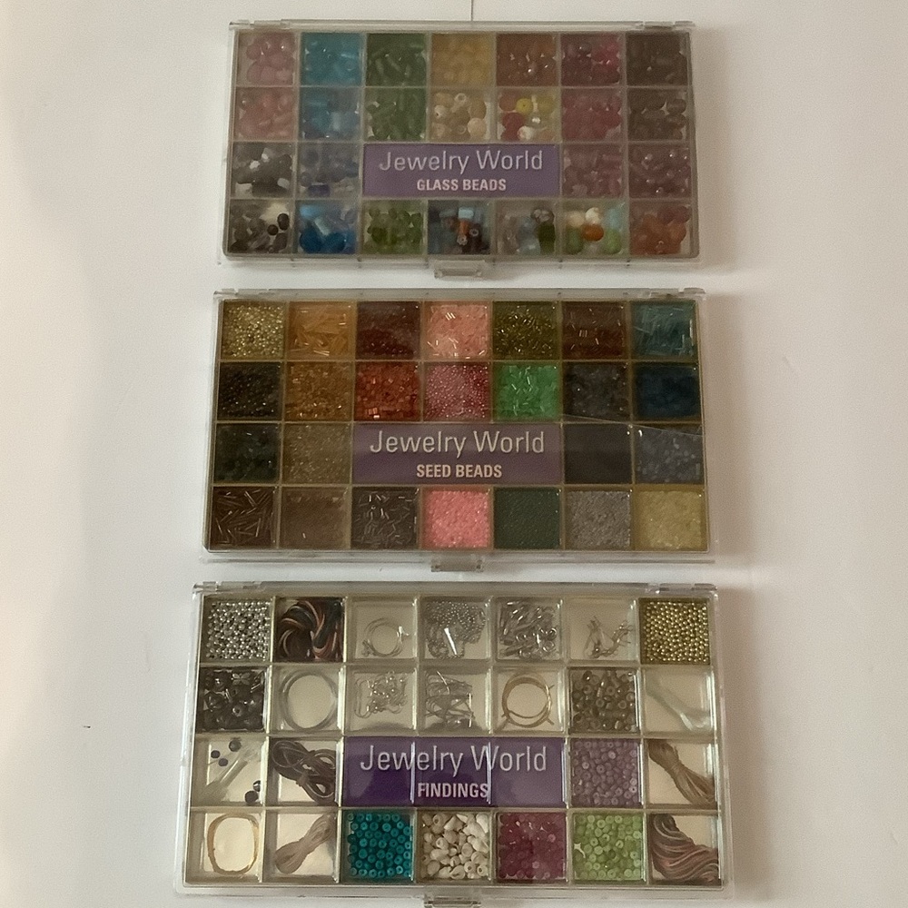 Lot of 3 Jewelry World Kits - Glass Beads, Seed Beads and Findings